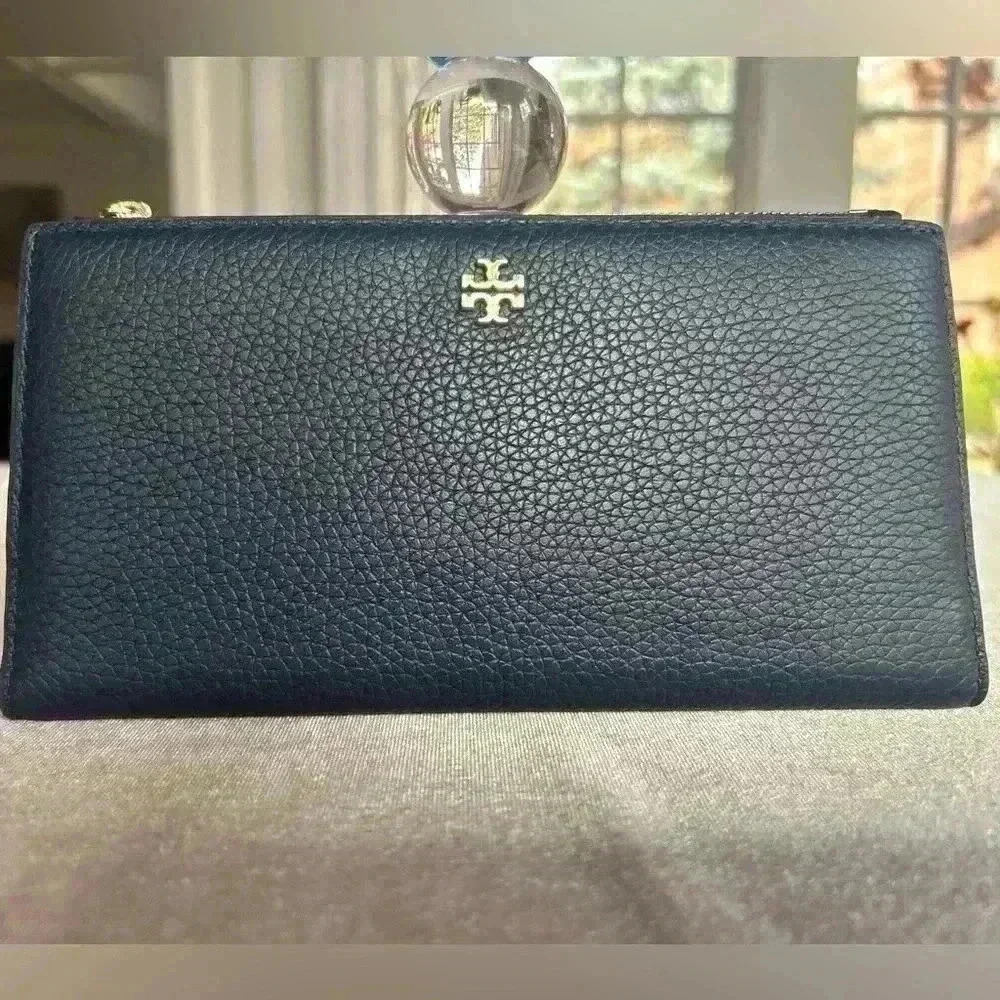 NWT Tory Burch Long Slim Navy Zippy Wallet - Picture 9 of 9
